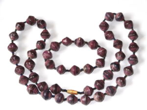Purple Unique Handmade Paperbead recycled Necklace and Bracelet Set