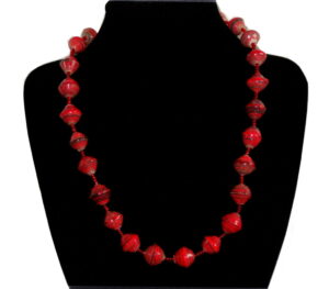 Handmade vintage bead necklace red