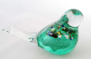 glass bird cyan coloured
