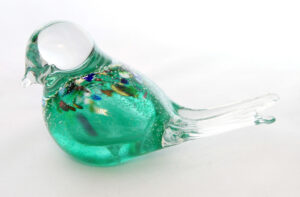 glass bird cyan coloured
