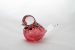 Dark Pink Glass Bird Design