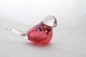 Dark Pink Glass Bird Design