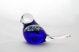 Dark Blue Glass Bird Design