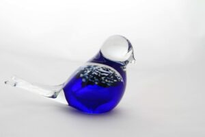 Dark Blue Glass Bird Design