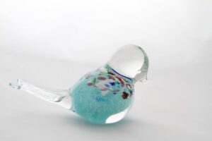 Light Blue Glass Bird Pattern Design