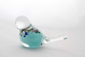 Light Blue Glass Bird Pattern Design