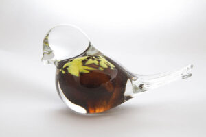Glass Bird Brown Yellow Design