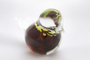 Glass Bird Brown Yellow Design