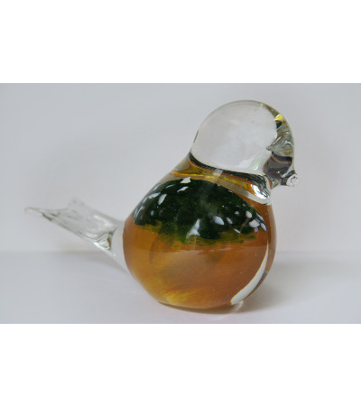 Glass Bird Gold Green